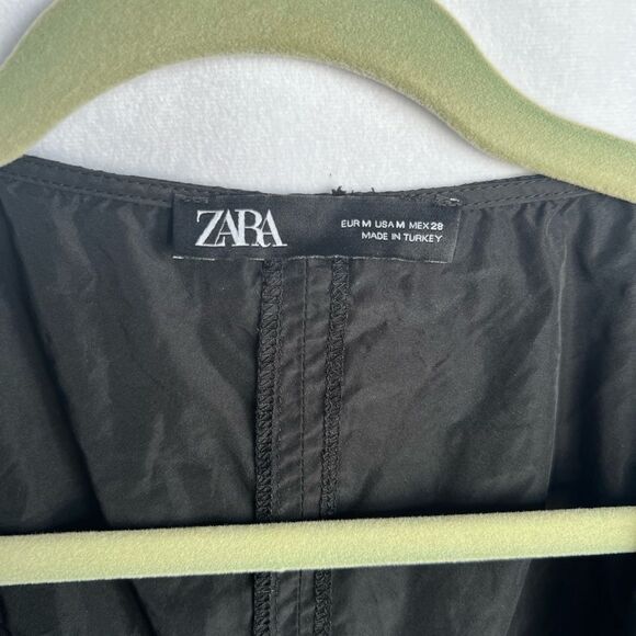 Zara Scrunchy Crop Top Long Sleeves Puffy Black size M - Picture 9 of 9